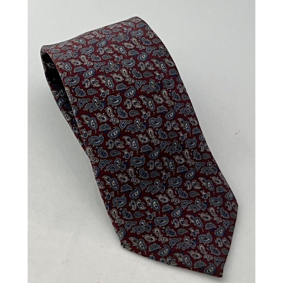 Vintage Other - Fumagalli’s Vintage Silk Paisley Patterned Maroon Tie Handmade In Spain